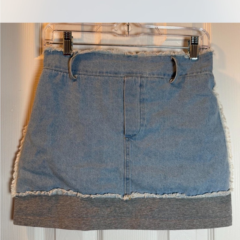 AKIRA Blue Gray Mini Skirt Sweatshirt Denim Casual